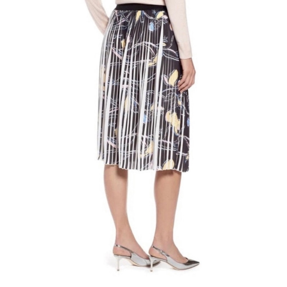 Halogen Yellow Karen Floral Print Pleated Skirt L